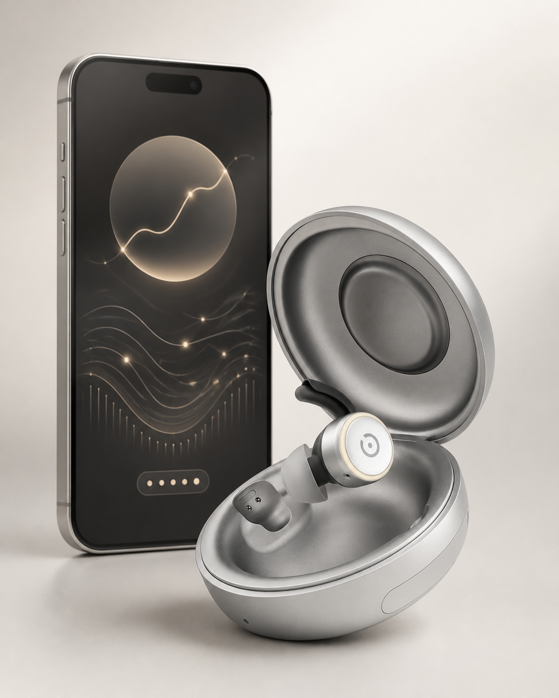 Zeno One beside a phone visualizing interpreted physiological patterns